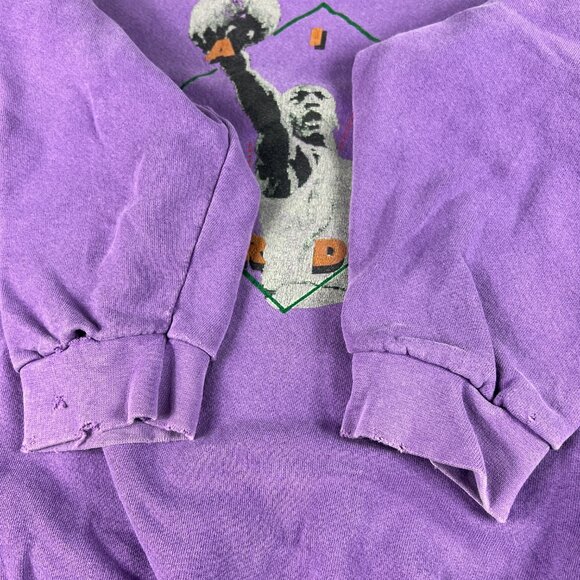VTG 90s Nike Air Jordan Sweatshirt Youth Boxy Medium Purple Thrashed Crewneck - Picture 7 of 16